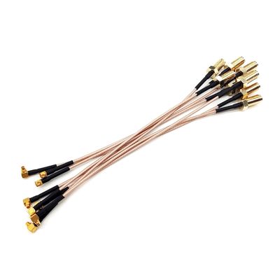 Kabel koaksial RF sudut kanan SMA ke MMCX Kabel koaksial RF SMA Wanita RG178 IPEX
