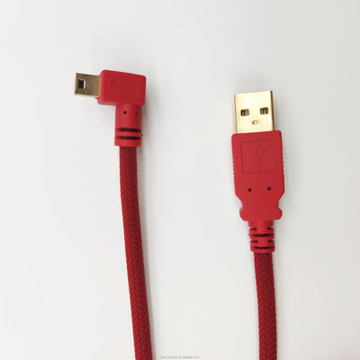 Merah Disesuaikan USB 2.0 USB A Male To Right Angle Mini USB Kabel Fast Charging