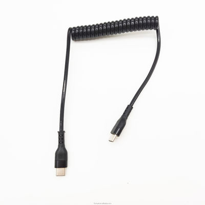 Spring Coiled USB C Cable USB A Male To Type C Male Cable Fast Charging Data Coil Kabel yang bisa ditarik
